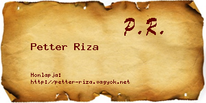 Petter Riza névjegykártya